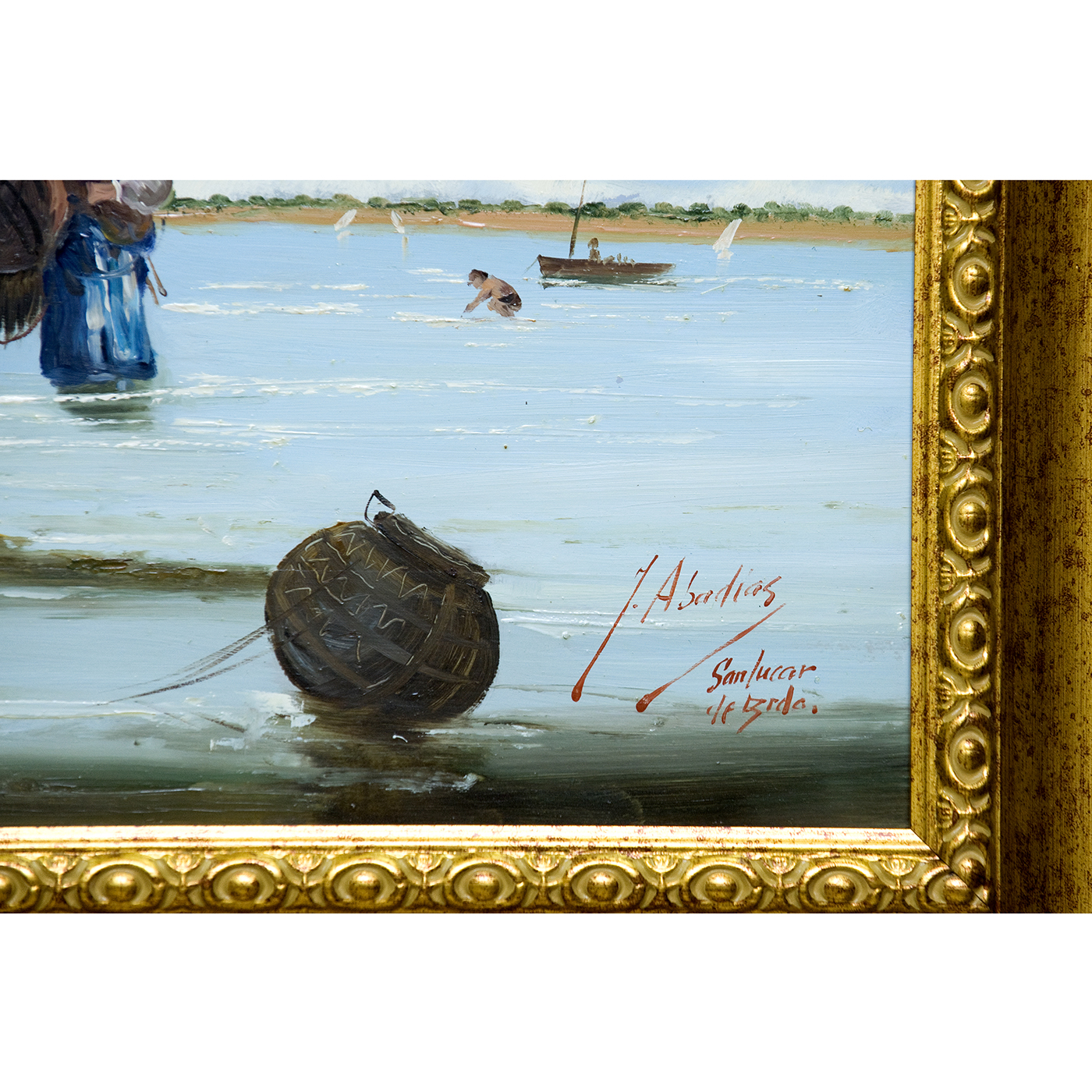 J. ABADÍAS. Óleo sobre tabla. "Mariscadoras". J. ABADÍAS. Óleo sobre tabla. "Mariscadoras".