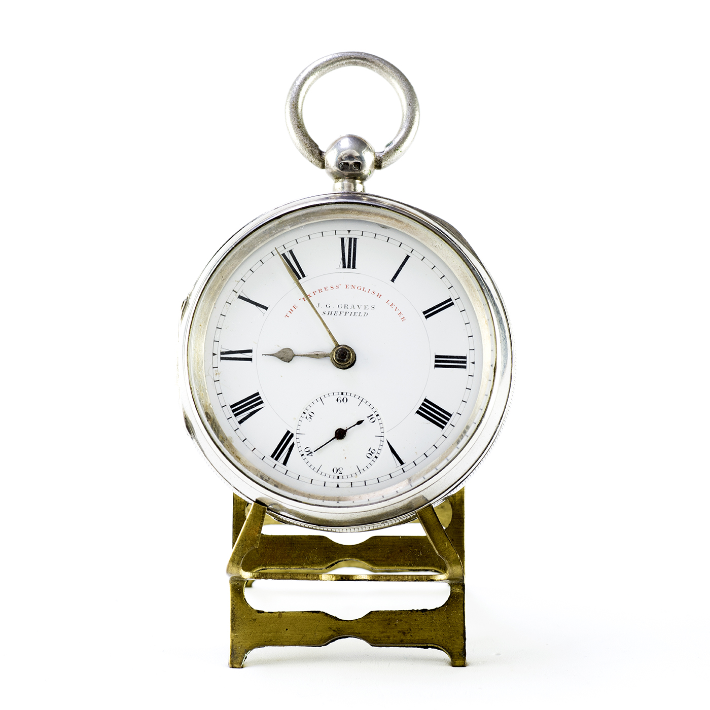 J.G. GRAVES. Reloj de bolsillo, lepine, Half Fusee (Semicatalino). Sheffield, año 1900.