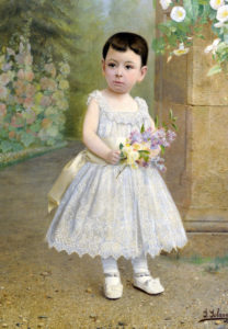 J. SOLANA (S. XIX). Óleo sobre lienzo. ""Niña en el Parque"