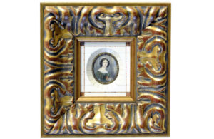 J. STIELER. Miniatura pintada sobre disco oval de marfil. Siglo XIX