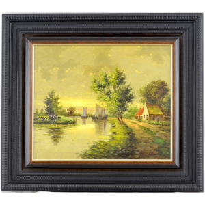 J. VAN LEY. (Escuela Holandesa). Óleo sobre lienzo. "Paisaje".