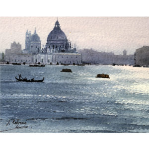 JOAQUÍM CABANÉ MANAUTA. Acuarela sobre cartoncillo. ""Venecia"