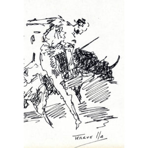 JOAQUÍN TERRUELLA MATILLA. Dibujo a plumilla. ""Tema taurino""