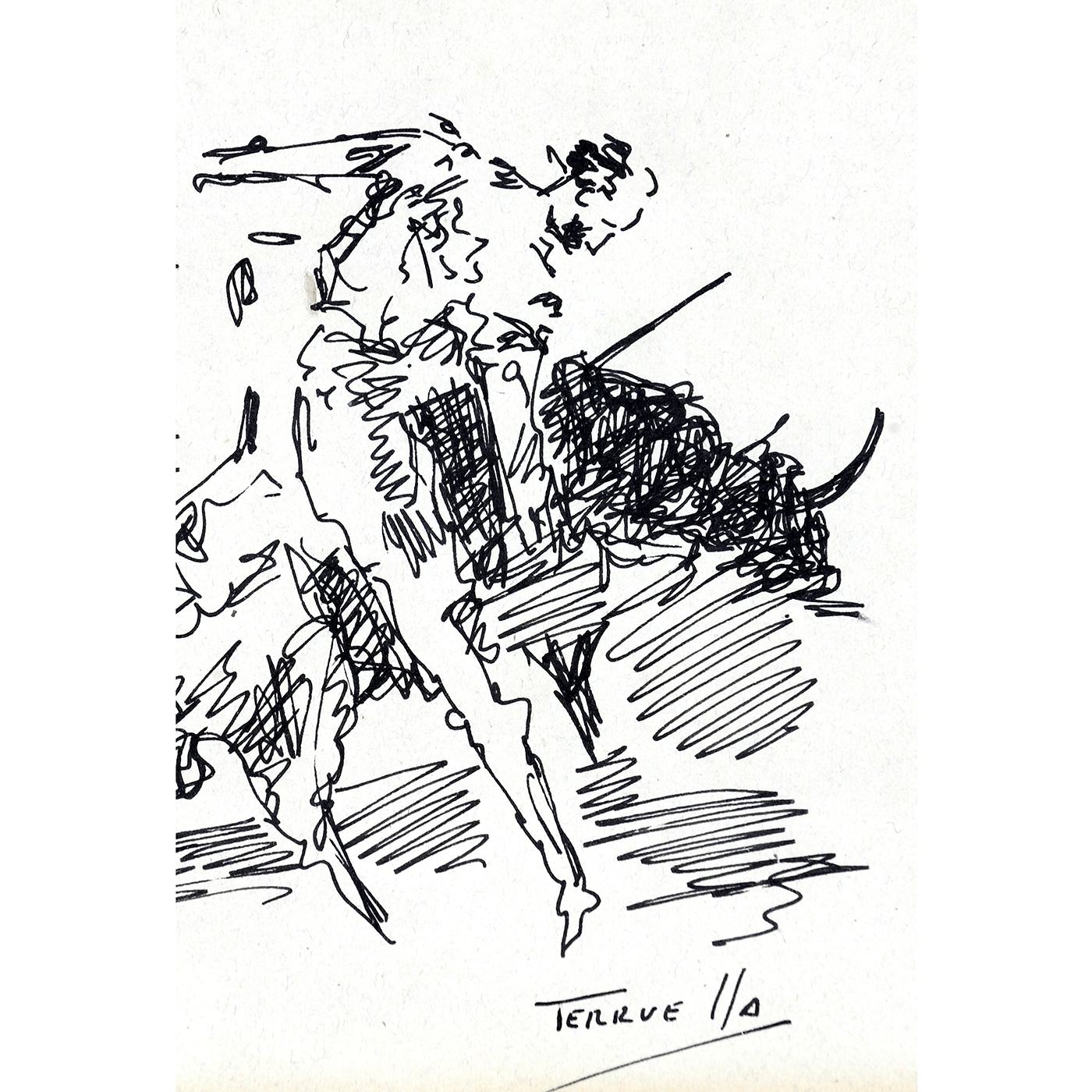 JOAQUÍN TERRUELLA MATILLA. Dibujo a plumilla. ""Tema taurino"" JOAQUÍN TERRUELLA MATILLA. Dibujo a plumilla. ""Tema taurino""