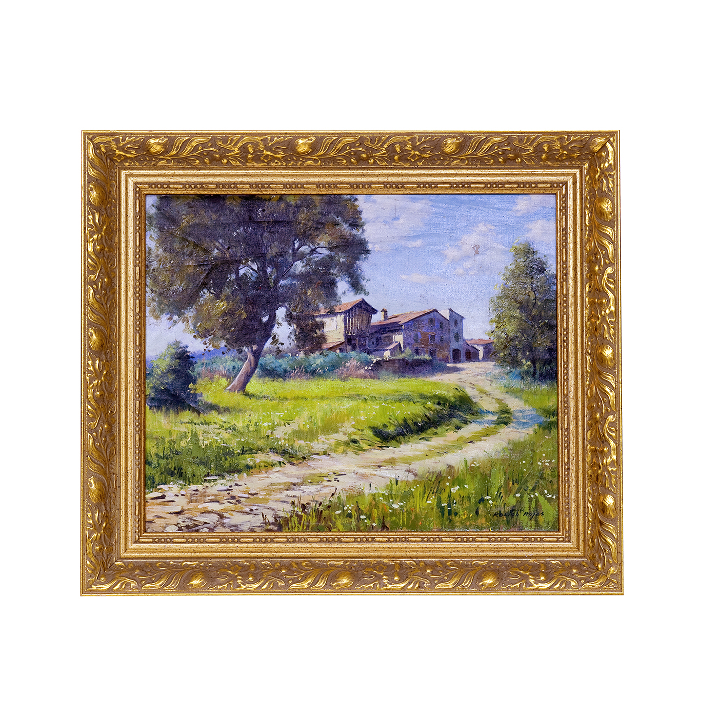 JORDI ROSICH ROJAS. Óleo sobre lienzo. "Paisaje rural".