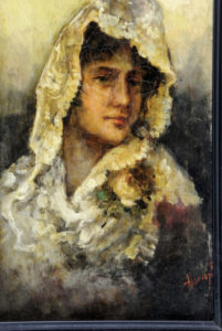 JOSÉ ALARCÓN Y CÁCERES. Óleo sobre madera.
