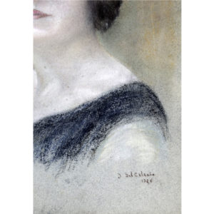 JOSÉ DEL PALACIO. Dibujo a pastel. ""Busto de dama""