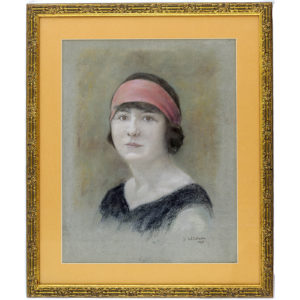JOSÉ DEL PALACIO. Dibujo a pastel. ""Busto de dama""