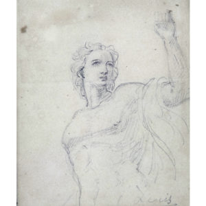 JOSÉ DENIS BELGRANO. Dibujo a lápiz. ""Personaje histórico"