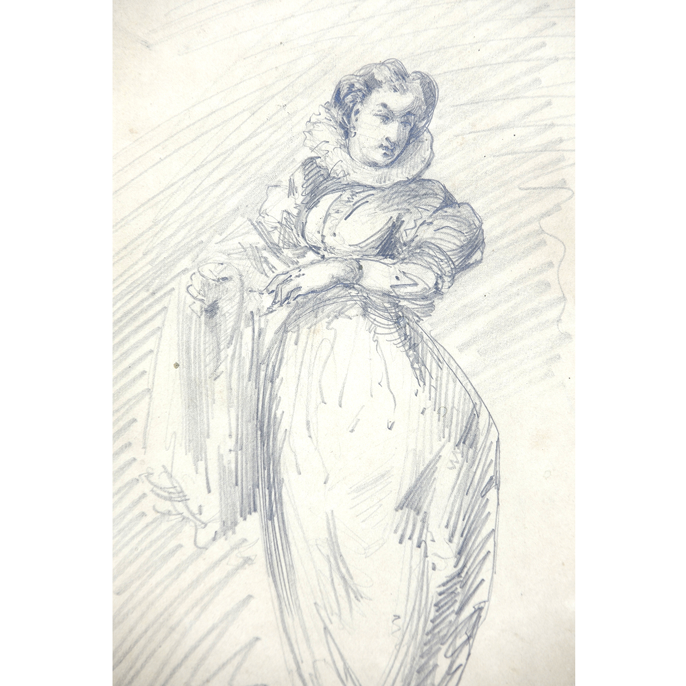 JOSÉ DENIS BELGRANO. Dibujo a lápiz y carbón. ""Dama Cortesana" JOSÉ DENIS BELGRANO. Dibujo a lápiz y carbón. ""Dama Cortesana"