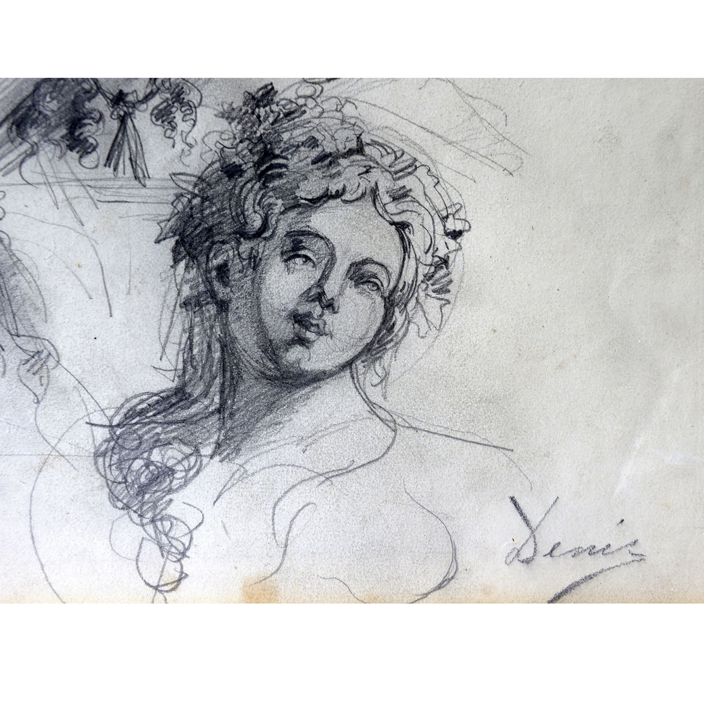 JOSÉ DENIS BELGRANO. Dibujo a lápiz y carboncillo. ""Estudio de Bustos"" JOSÉ DENIS BELGRANO. Dibujo a lápiz y carboncillo. ""Estudio de Bustos""