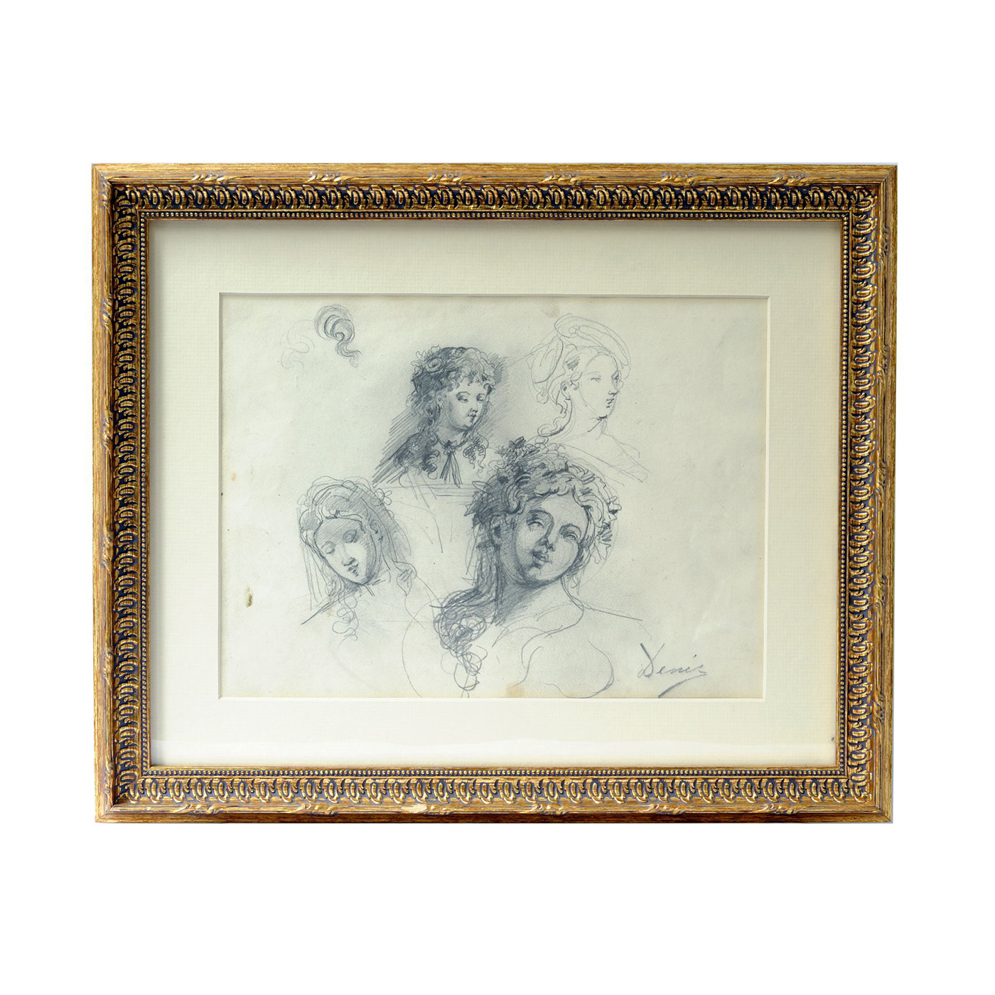 JOSÉ DENIS BELGRANO. Dibujo a lápiz y carboncillo. ""Estudio de Bustos"" JOSÉ DENIS BELGRANO. Dibujo a lápiz y carboncillo. ""Estudio de Bustos""