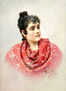 JOSÉ FLORES Y VELA. Óleo sobre tabla de caoba.