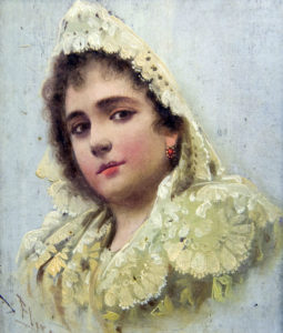 JOSÉ FLORES Y VELA. Óleo sobre tabla de caoba