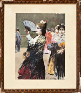 JOSÉ GARCÍA Y RAMOS. Dibujo al carboncillo y goauche sobre papel.