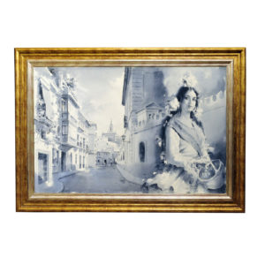 JOSÉ GONZALEZ GARCÍA. Grisalla sobre papel. "Gitana en el Postigo del Aceite"