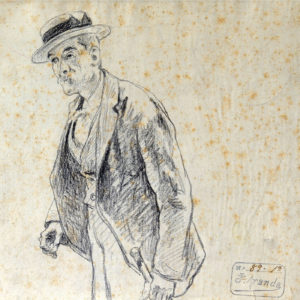 JOSÉ JIMÉNEZ ARANDA. Dibujo a lápiz y carboncillo. ""Anciano""