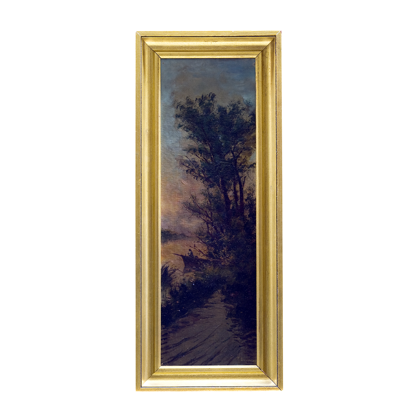JOSÉ LUPIAÑEZ CARRASCO. Óleo sobre lienzo. "Paisaje Fluvial"