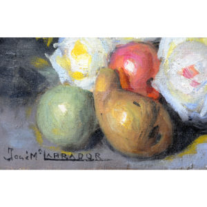 JOSÉ MARÍA LABRADOR. Óleo sobre lienzo. "Bodegón".