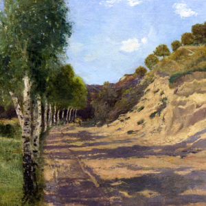 JOSÉ MORENO CARBONERO. Óleo sobre lienzo. "Camino rural".