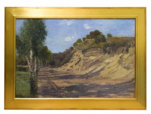 JOSÉ MORENO CARBONERO. Óleo sobre lienzo. "Camino rural".