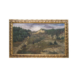 JOSÉ MORENO CARBONERO. Óleo sobre lienzo. "Paisaje de montaña, pastora".
