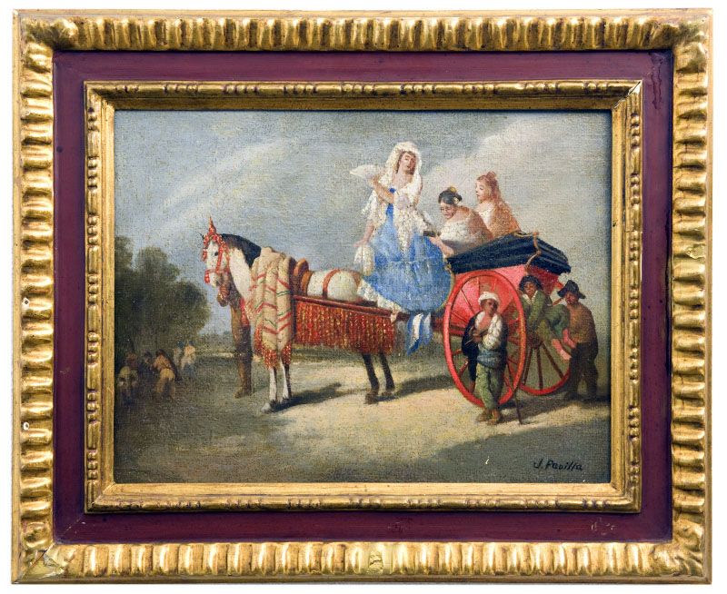 JOSÉ PADILLA. Oil on canvas. "" Ladies in buggy "