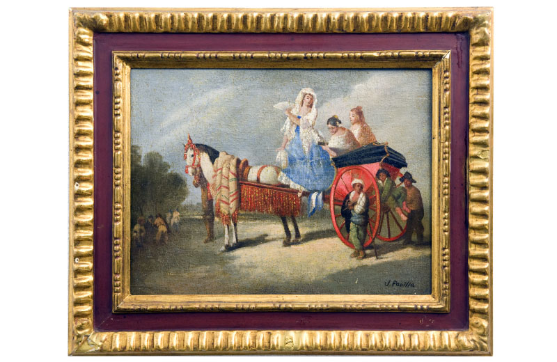 JOSÉ PADILLA. Óleo sobre lienzo. ""Damas en calesa" JOSÉ PADILLA. Óleo sobre lienzo. ""Damas en calesa"