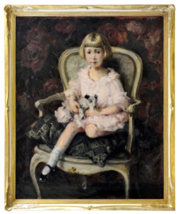 JOSÉ VILLEGAS CORDERO. Óleo sobre lienzo. ""Retrato de niña"