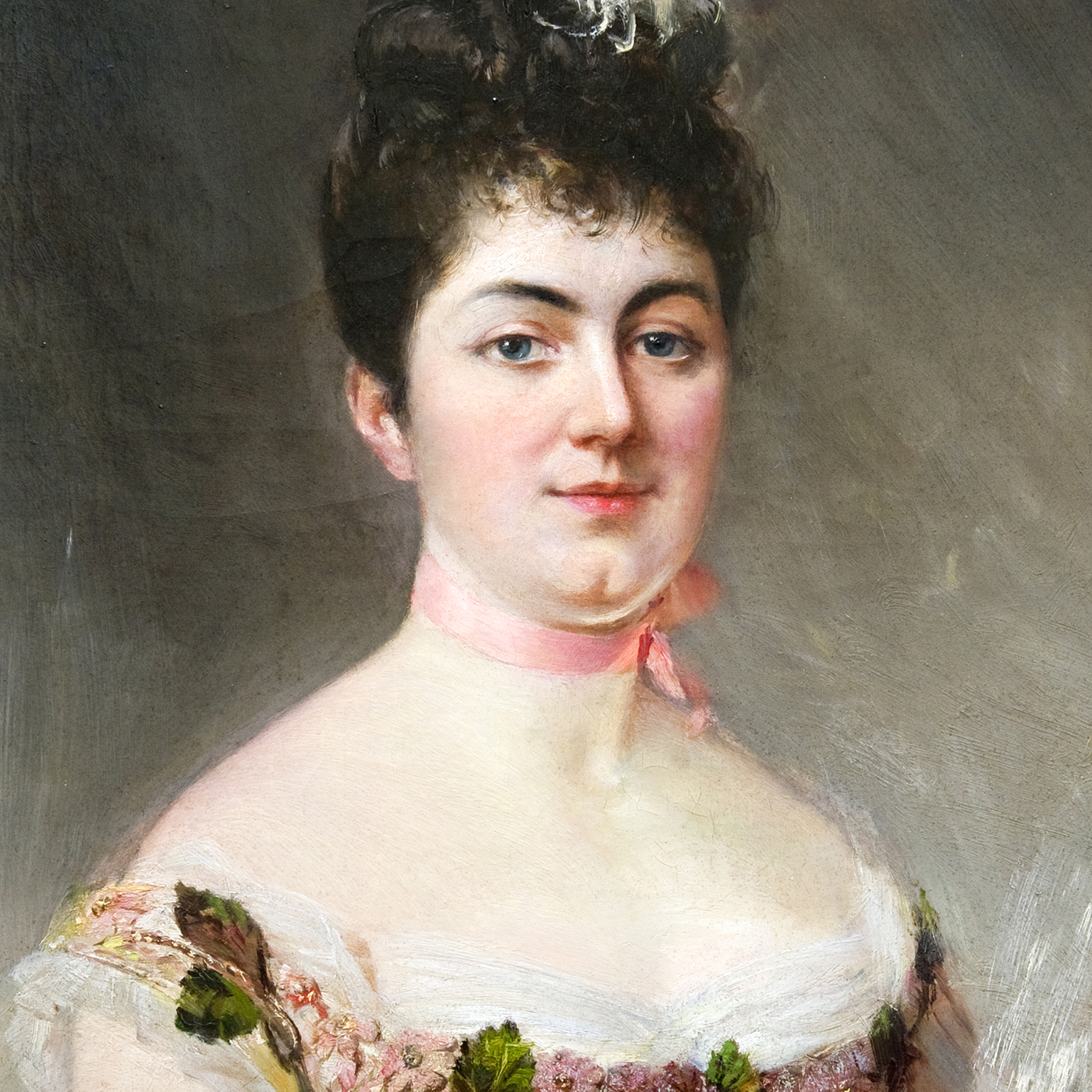 JOSÉ VILLEGAS Y CORDERO. Óleo sobre lienzo. "Retrato de Dama con tocado blanco". JOSÉ VILLEGAS Y CORDERO. Óleo sobre lienzo. "Retrato de Dama con tocado blanco".