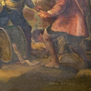 JUAN ANTONIO RODRÍGUEZ HERNÁNDEZ. Óleo sobre lienzo. "Batalla"