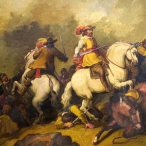 JUAN ANTONIO RODRÍGUEZ HERNÁNDEZ. Óleo sobre lienzo. "Batalla"