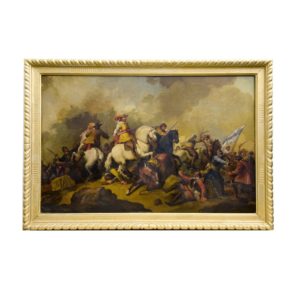JUAN ANTONIO RODRÍGUEZ HERNÁNDEZ. Óleo sobre lienzo. "Batalla"