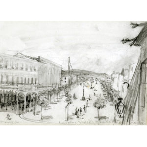 JUAN COMBA GARCÍA. Dibujo a lápiz. ""Paseo Gran Capitán de Córdoba"