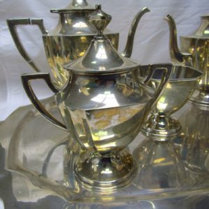 Juego de Café en plata. Orfebre Anaya. Siglo XX.