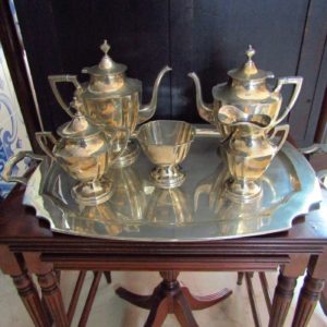 Juego de Café en plata. Orfebre Anaya. Siglo XX.
