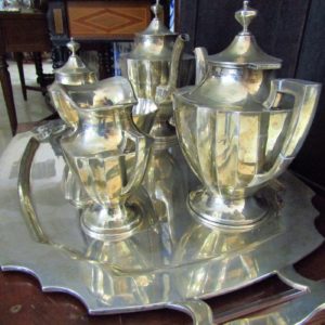 Juego de Café en plata. Orfebre Anaya. Siglo XX.