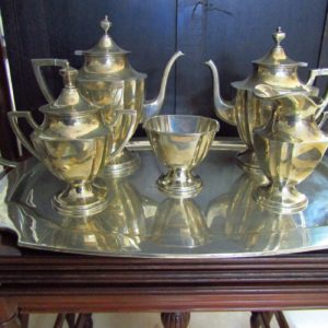 Juego de Café en plata. Orfebre Anaya. Siglo XX.