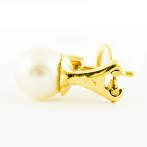 Juego de pendientes de Oro con Perlas y Diamantes Naturales, talla Brillante,de 0,32 ct. (I-J/SI1). Certificado IGE.