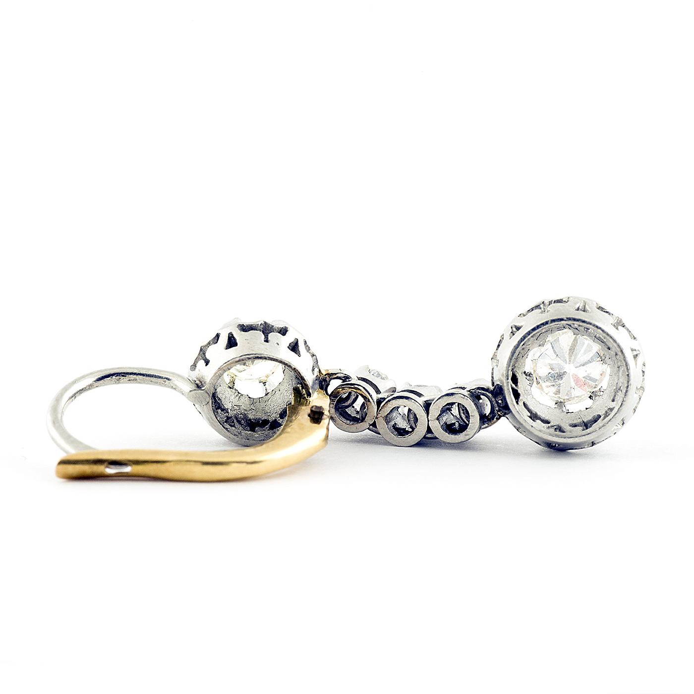 Juego de pendientes, en Oro Bicolor, con 10 Diamantes Naturales, Talla Brillante y Europea, con 1,26 ct. Total. Certificado IGE Juego de pendientes, en Oro Bicolor, con 10 Diamantes Naturales, Talla Brillante y Europea, con 1,26 ct. Total. Certificado IGE