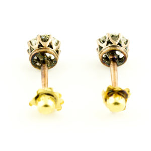 Juego de pendientes tipo dormilona, en Oro Rosa, con Diamantes Naturales talla Antigua Europa de 0,50 ct. (J-K/SI2) y 0,45 ct. (I-J/SI1). Certificado IGE