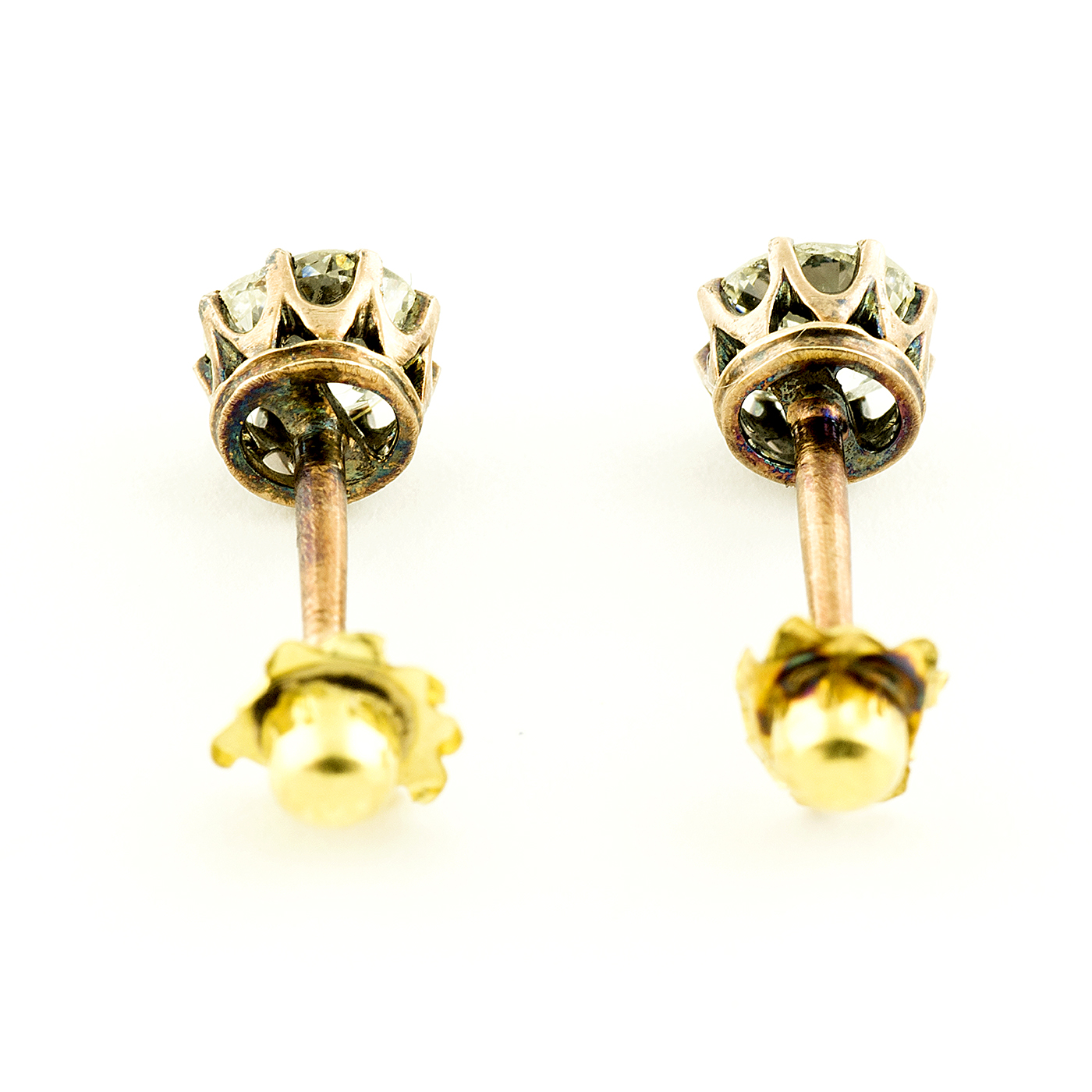 Juego de pendientes tipo dormilona, en Oro Rosa, con Diamantes Naturales talla Antigua Europa de 0,50 ct. (J-K/SI2) y 0,45 ct. (I-J/SI1). Certificado IGE Juego de pendientes tipo dormilona, en Oro Rosa, con Diamantes Naturales talla Antigua Europa de 0,50 ct. (J-K/SI2) y 0,45 ct. (I-J/SI1). Certificado IGE