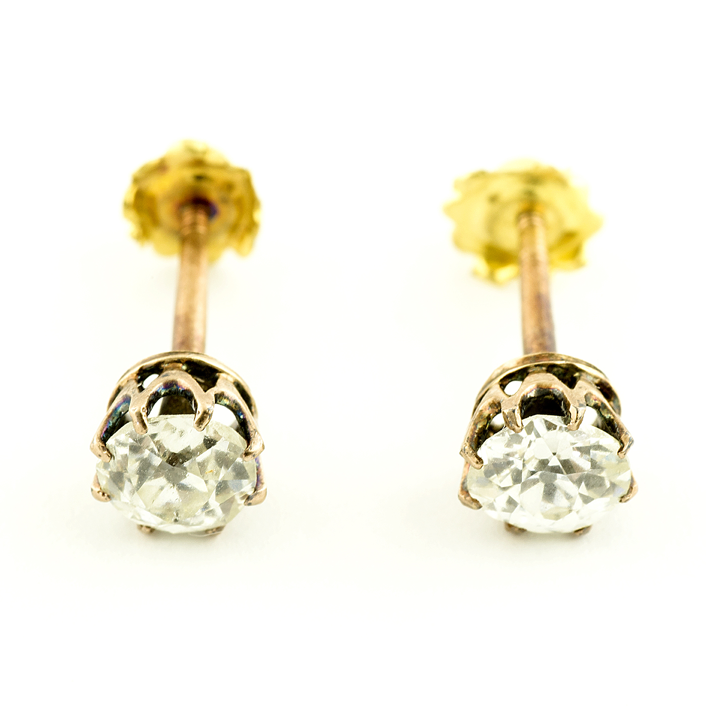 Juego de pendientes tipo dormilona, en Oro Rosa, con Diamantes Naturales talla Antigua Europa de 0,50 ct. (J-K/SI2) y 0,45 ct. (I-J/SI1). Certificado IGE Juego de pendientes tipo dormilona, en Oro Rosa, con Diamantes Naturales talla Antigua Europa de 0,50 ct. (J-K/SI2) y 0,45 ct. (I-J/SI1). Certificado IGE