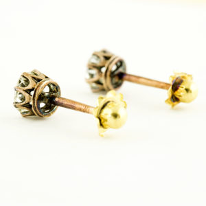 Juego de pendientes tipo dormilona, en Oro Rosa, con Diamantes Naturales talla Antigua Europa de 0,50 ct. (J-K/SI2) y 0,45 ct. (I-J/SI1). Certificado IGE