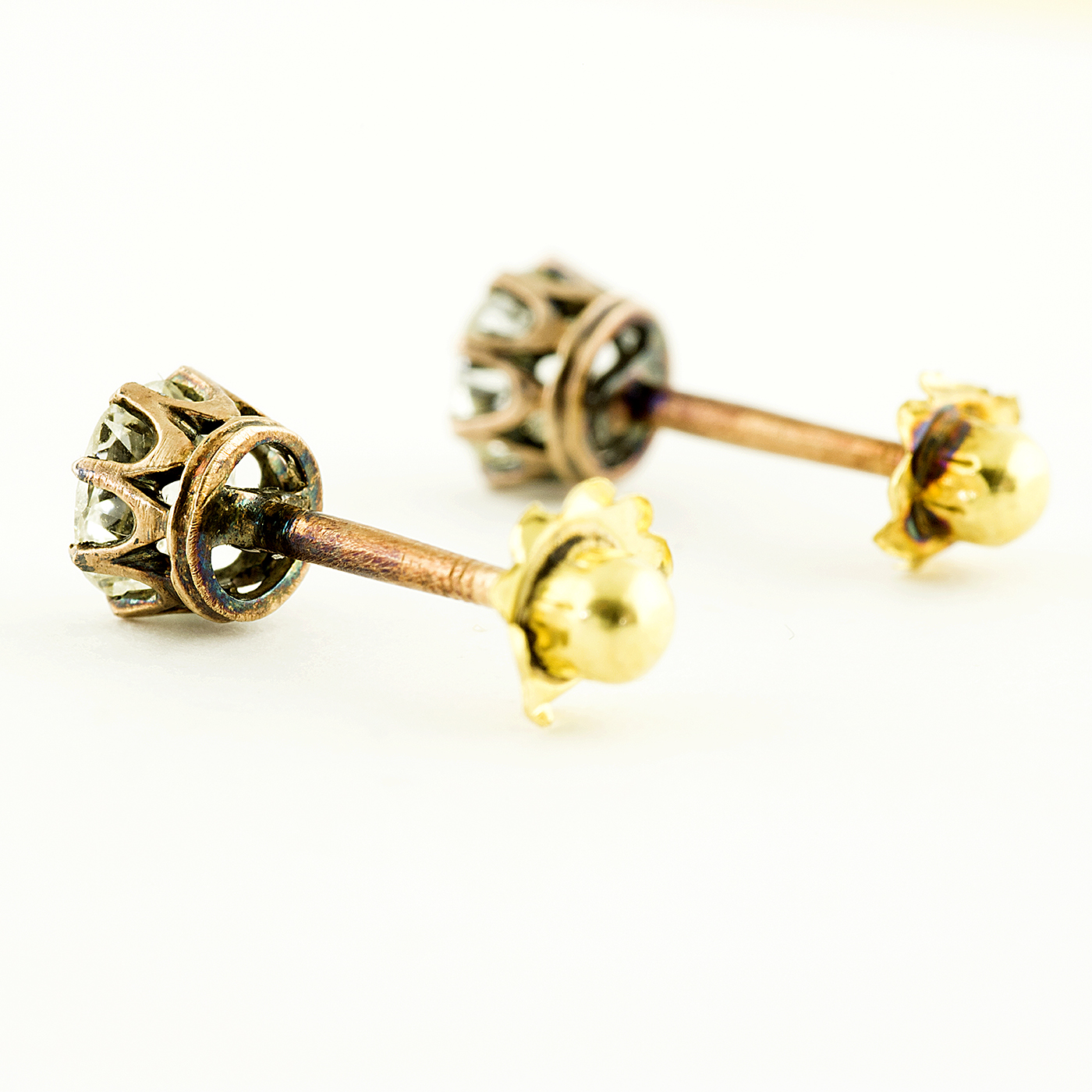 Juego de pendientes tipo dormilona, en Oro Rosa, con Diamantes Naturales talla Antigua Europa de 0,50 ct. (J-K/SI2) y 0,45 ct. (I-J/SI1). Certificado IGE Juego de pendientes tipo dormilona, en Oro Rosa, con Diamantes Naturales talla Antigua Europa de 0,50 ct. (J-K/SI2) y 0,45 ct. (I-J/SI1). Certificado IGE