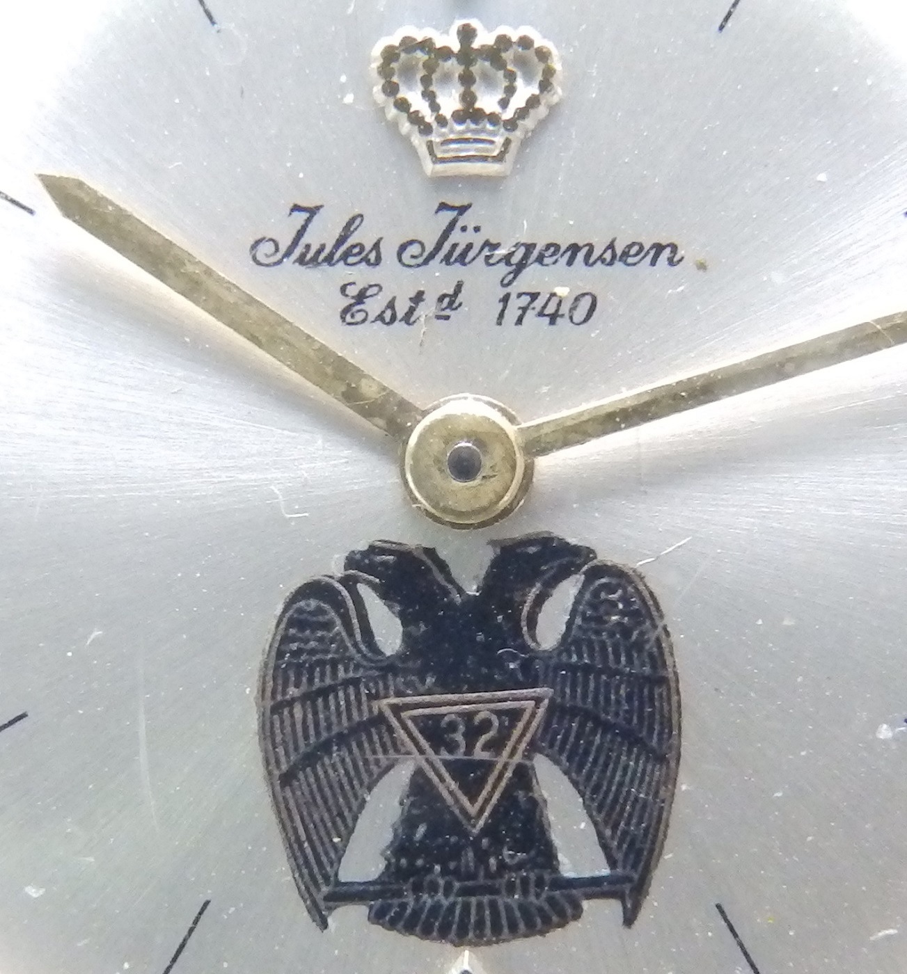 Jules Jügersen. Reloj Masónico de pulsera unisex. Grado 32. Ca. 1970 Jules Jügersen. Reloj Masónico de pulsera unisex. Grado 32. Ca. 1970