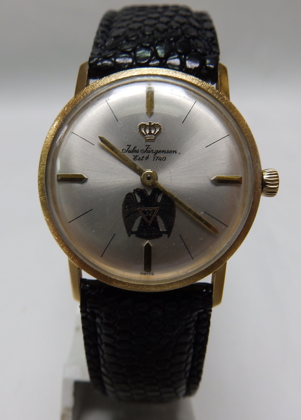 Jules Jügersen. Reloj Masónico de pulsera unisex. Grado 32. Ca. 1970 Jules Jügersen. Reloj Masónico de pulsera unisex. Grado 32. Ca. 1970
