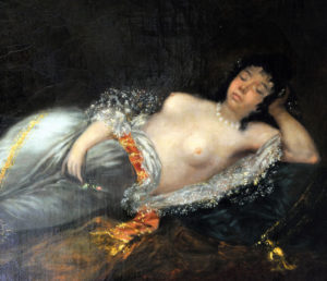 LEONARDO ALENZA Y NIETO. Óleo sobre lienzo. ""Maja desnuda"