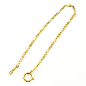 Leontina para Reloj de Bolsillo, Barbada, en Oro de 18k.