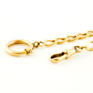 Leontina para Reloj de Bolsillo, Barbada, en Oro de 18k.